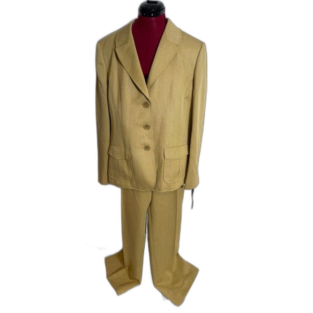 NWT Evan Picone Pantsuit Women's Size 18 Tan 2-Piece Set Blazer & Pants